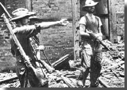 Calvert on the left with officers in Mogaung